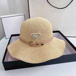 Durable Beach Straw Hats Woman Summer Vintage Outdoor Sun Protection Designer Cap Solid Colour Breathable Caps Bandage Wide Brim Br184I