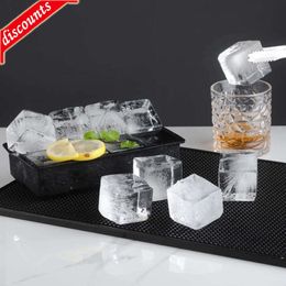 Upgrade 4/6/8/15 Grid Big Ice Tray Mould Tools Giant Jumbo Large Food Grade Silicone Ice Cube Square DIY Ice Maker Ice Cube Tray Cube Supplement Box Family Frozen Ice Mould