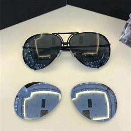 New high quality Car brand Carerras Sunglasses P8478 A mirror lens pilot frame with extra lens exchange mens gafas de sol mujer lu233t