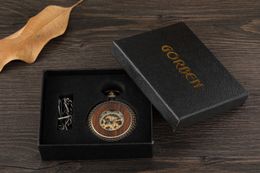Pocket Watches Retro Antique Steampunk Vintage Roman Numerals Mechanical Pocket Watch Automatic Winding Necklace Pendant Clock Chain Men Women 231208