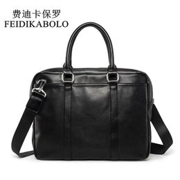 FEIDIKABOLO Famous Brand Business Men Briefcase Bags Man Shoulder Bag Leather Laptop Simple Men's Handbag bolsa maleta3062