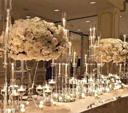 Party Decoration Style Crystal Clear Candelabra Wedding Centerpieces 8 Arms Acrylic Candle Holder For Table 14167738649