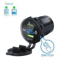 New Quick Charge Dual USB Charger Socket QC 3.0 USB Outlet Car Charger Waterproof 12V/24V With Touch Switch for Motorcycle Car Boat