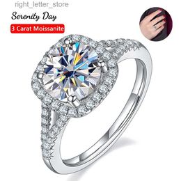 With Side Stones Serenity Day S925 Sterling Silver Luxury Square Bag Band Slightly Inlaid 1.5/2/3 D Color Moissanite Row Rings Women Gift YQ231209