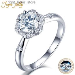 With Side Stones JoyceJelly Classic 925 Sterling Silver Jewelry 1 ct D Color Moissanite Ring For Women Flower Shaped Party Jewelry Gift Wholesale YQ231209