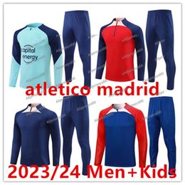 Fan Atletico Training Jersey Soccer Sweatshirt 2023/24 Madrid GRIEZMANN MEMPHIS JOAO FELIX Men Kids Football Tracksuit Suit _Soccer Sets Jacket