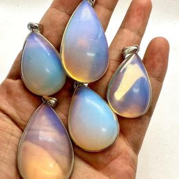 Pendant Necklaces White Opal Stone Pendants For Women Necklace Cute Diy Jewellery Making Accessories Crystal Water Drop Amulet Vintage Large