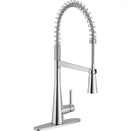 Kitchen Faucets One-Handle Pre-Rinse High Arc Spring Pulldown Faucet With Power Chrome