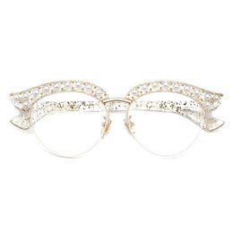 Cubojue Cat Eye Pearl Women Glasses Clear Lens Transparent Fashion Eyeglasses Frames Woman Half Frame Spectacles Eyeglass Ladies286n