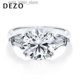 With Side Stones DEZO Luxury 3CT / 5CT Round Cut Moissanite Engagement Rings For Women Three Stone Solid 925 Silver VVS D Colour GRA Certificate YQ231209