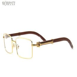 new arrival wood sunglasses for men fashion buffalo horn glasses gold metal frame clear lenses buffalo sunglasses come with box275l