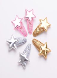 Old Cobbler ETS001 Hair Accessories Baby Clip Fivepointed Star Flash Powder Plastic Spraying Colour Droplet Shape Candy Girl1503065