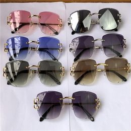 fashion design sunglasses 0112 retro rimless crystal cut surface irregular frame pop vintage uv400 lens top quality protection eye272z