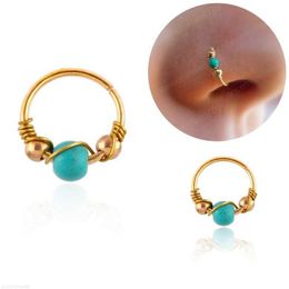 Nose Rings Studs 12 Mm Fashion Retro Round Beaded Ring Nostril Hoop Body Piercing Jewellery Septum Clicker Lip Tragus Drop Delivery Dhiyp