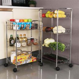 3 4 Tier Storage Organiser Rack Movable Kitchen Bathroom Shelf Metal Rolling Trolley Cart Basket Stand Wheels Save Space Holder T22679583