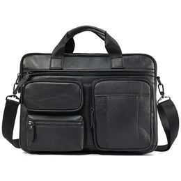 Briefcases Genuine Leather Messenger Bags Men's Briefcase for 156" Laptop Office Business Tote Bag Portfolio Document 231208