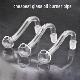 Cheapest High Quality Glass Oil Burner Pipe Smoking Pipes 10mm 14mm 18mm Male for Dab Rig Water Bubbler Bong Adapter Bent Banger Nails Dabbler Tools