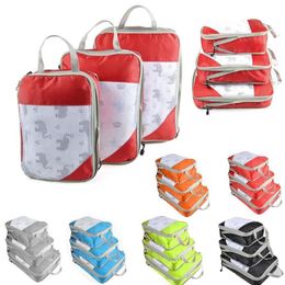 Compressible Storage Bag Set Three-piece Compression Packing Cube Travel Luggage Organizer Foldable Travel Bag Organizer3009