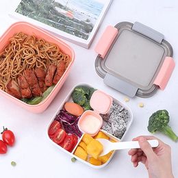 Dinnerware Plastic Lunch Box With Fork Sauce Microwaveable Picnic Salad Fruit Preservation