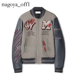 Off White Varsity Jacket Men's Jackets Offs Men Mens Designer of Windbreaker Vintage Loose Long Baseball Hip Hop Gceo 311 707