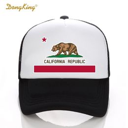 DongKing Fashion Trucker Hat California Flag Snapback Mesh Cap Retro California Love Vintage California Republic Bear Top D1811060217Y