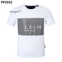 Designer T-shirt Slim Plain PP Fit Men's Phillip Philipps Fashion Men designer Designer Pleins T-shirt Summer Rhinestone Short Sleeve Round Neck Shir 149