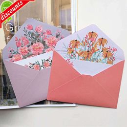 Upgrade 6pcs Printed Flower Envelope Letter Paper Kawaii Stationery Wedding Greeting Card Invitation Bag Office School Supplies