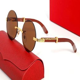 fashion oversized sunglasses round metal men woman designer wood glasses leopard head 2021 Oval quality Alloy Multi with box2285