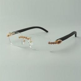 Designer bouquet diamond glasses Frames 3524012 with black wood temples and 56mm lens for unisex216z