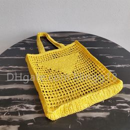 Casual beach bags Straw weaving tote famous designer fashion cool style soft handbags shopping women purse lady plain letter walle259Y