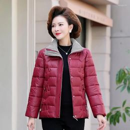 Women's Trench Coats Mother Outwear Fashion Slim Winter Wear Short Cotton Clothes Middle And Old Aged Light Top