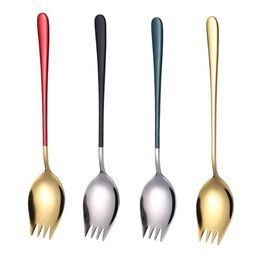 Spoons High Quality Colorful Salad Fork Titanium Metal Spaghetti Spoon 304 Stainless Steel Spork2696