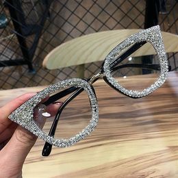 Vintage cat eye Glasses frame retro Female Brand Designer gafas De Sol silver gold Plain eye Glasses Gafas eyeglasses193Z