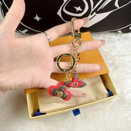 keychain designer keychain Luxury key chain leather floral design temperament versatile style keychain fashion people design 4 styles Christmas gift box nice