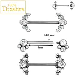 Other Fashion Accessories ASTM 36 Nipple Barbell Zircon Nails Ring Tongue Bar Internally Threaded Sexy Women Body Piercing Jewellery 14G 231208