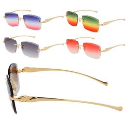 Selling Metal Rimless Leopard Series Sunglasses 3524012 Unique Oversized Shapes Large Square Gradient Lenses Surround Eyewear C De175v