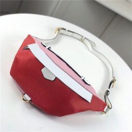 New Classic Deluxe Matching Red Large Print Leather Waist Bag Quality Handbag 44575 Size 37cm 17cm 13cm225L