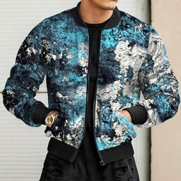 Men s Tracksuits Ink Splash Camouflage Print Long Sleeve Mens s Bomber Jacket Fashion Zipper Vintage Coat Tops Elegant Slim Basic Ladies Jackets 231208