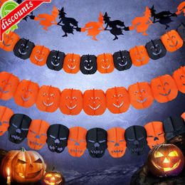 Upgrade Halloween Party Paper Banner Party Decorations Halloween Hanging Garland Bunting Bat Pumpkin Ghosts Spider Horror Props