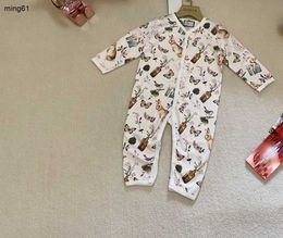 Brand kids jumpsuits Single Breasted born baby clothes Size 59-100 Animal pattern full print infant bodysuit Dec05
