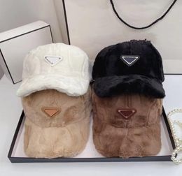 Winter Triangle Fur Cap Hat for Women Unisex Fashion Fuzzy Hip Hop Cap Solid Snapback Teddy Velvet Letter High Quality Thicken War9183383