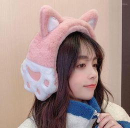 Berets 1Pc Fashion Cat Ears Headband Ear Warmer Plush Earmuffs Earflaps Cute Fuzzy Women Winter Outdoor Warm Must Accessory9848049