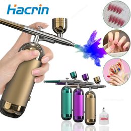 Face Massager Airbrush Mini Air Brush With Compressor Kit Nano Spray Gun Oxygen Injector for Nail Art Manicure Makeup Paint Tattoo W616B 231208