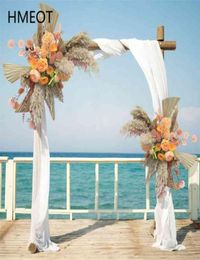 Customize Dried Flower Reed Fan Arrangement Pampas Grass Rose Row Wedding Party Backdrop Decor Wall Window Display 2107068442964