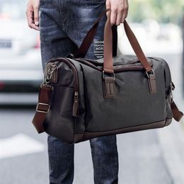 Top Quality Casual Travel Duffel Bag PU Leather Men Handbags Big Large Capacity Travel Bags Black Mens Messenger Bag Tote274C