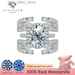 With Side Stones Stylever Luxury Shiny Moissatine Diamond Wedding Engagement Oval Halo Rings Set for Women Real 925 Sterling Silver Fine Jewellery YQ231209