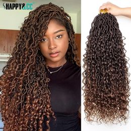 Synthetic Wigs Ombre Goddess Locs Crochet Hair Curly Ends Synthetic Faux Locs Braids Pre-looped Dreadlocks Braiding Hair for Women 231208