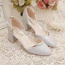 Dress Shoes Summer High Heel Sandals Lady Pumps Classics Slip on Shoes Sexy Sequins Women's Party Shoes Gold Silver Wedding Footwear 231208