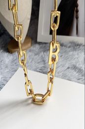 Titanium steel Great B letter Thick chain necklace female exaggerated temperament retro glamorous earrings Famous brand women Punk4263212