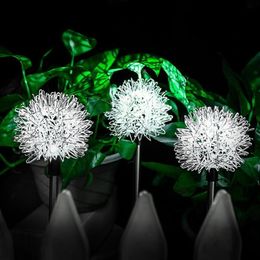 Lawn Lamps Solar Powered Dandelion Outdoor Garden Globe Lamp Lights Stake Landscape Holiday Light298f